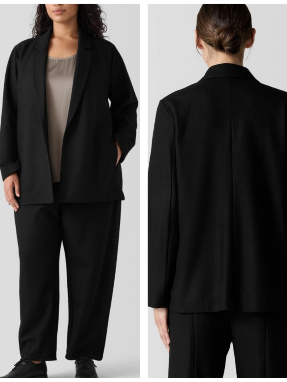 Eileen Fisher Black Relaxed Open-Front Blazer